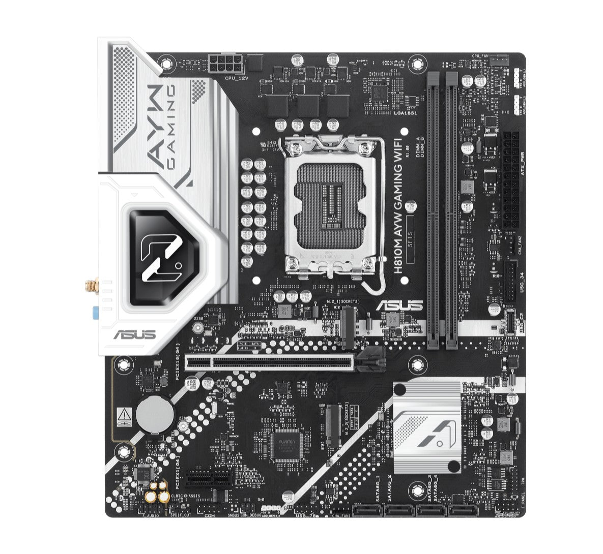 ASUS H810M AYW GAMING WIFI-CSM Micro-ATX Motherboard Up to 128GB DDR5 (2x Slots), 1 x PCIe 4.0, 2 x M.2 slots, 4 x SATA, WiFi 6, 1 x HDMI, 1 DP