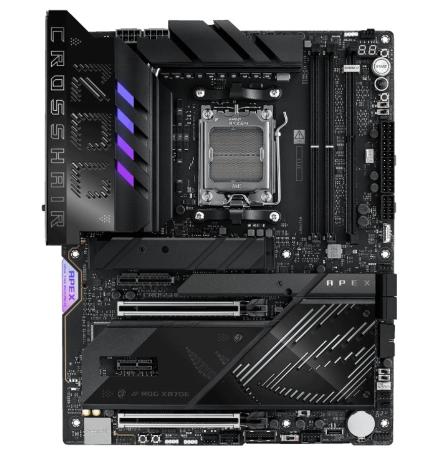 ASUS AMD ROG CROSSHAIR X870E APEX (AM5) ATX Motherboard, DDR5, 18+2+2 Power Stages, AI Cache Boost, PCie 5,0 2x X16, 3x M.2, USB 4, Wi-Fi 7