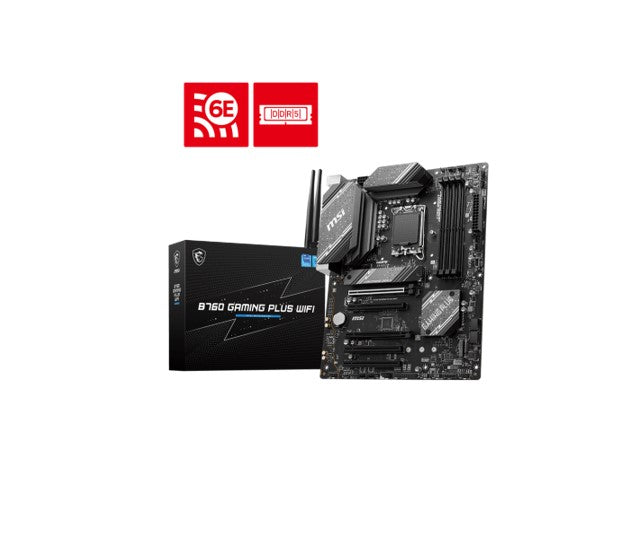 MSI B760 GAMING PLUS WIFI ATX Motherboard, 4x DDR5~192GB, 5x PCI-E x 16, 2x M.2, 4x SATA, 2x USB 3.2 , 4x USB 2.0 1 USBx C