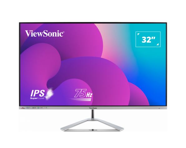 ViewSonic 32' Office Professional Stylish Elegant & Ultra Thin bezel, SuperClear IPS 4ms, FHD, HDMI, DP, VGA, Speakers, Low Energy 26w, V100, Monitor