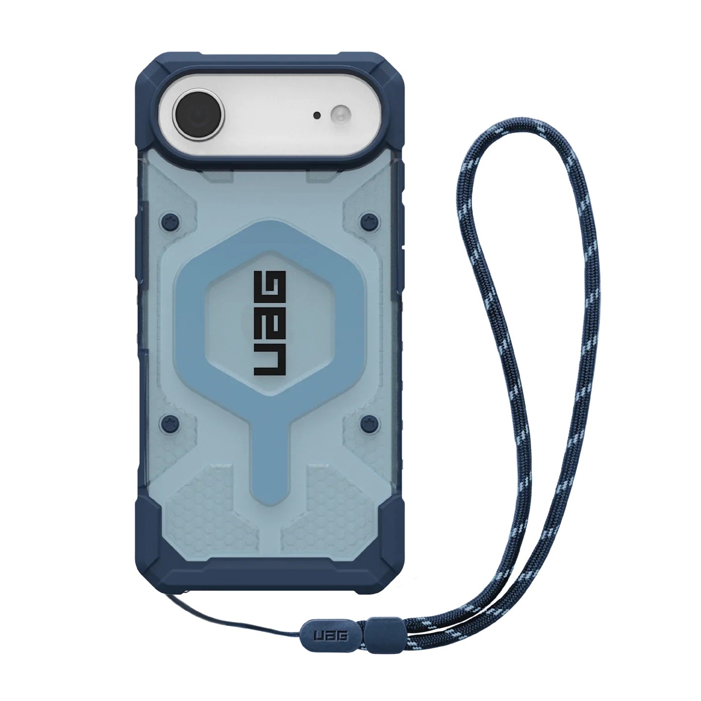 UAG Pathfinder Clear MagSafe Apple iPhone Air (6.5') Rugged Case + Blues Lanyard - Blues (1145631BV01), 18ft Drop Protection (5.4M), 10 Years Warranty