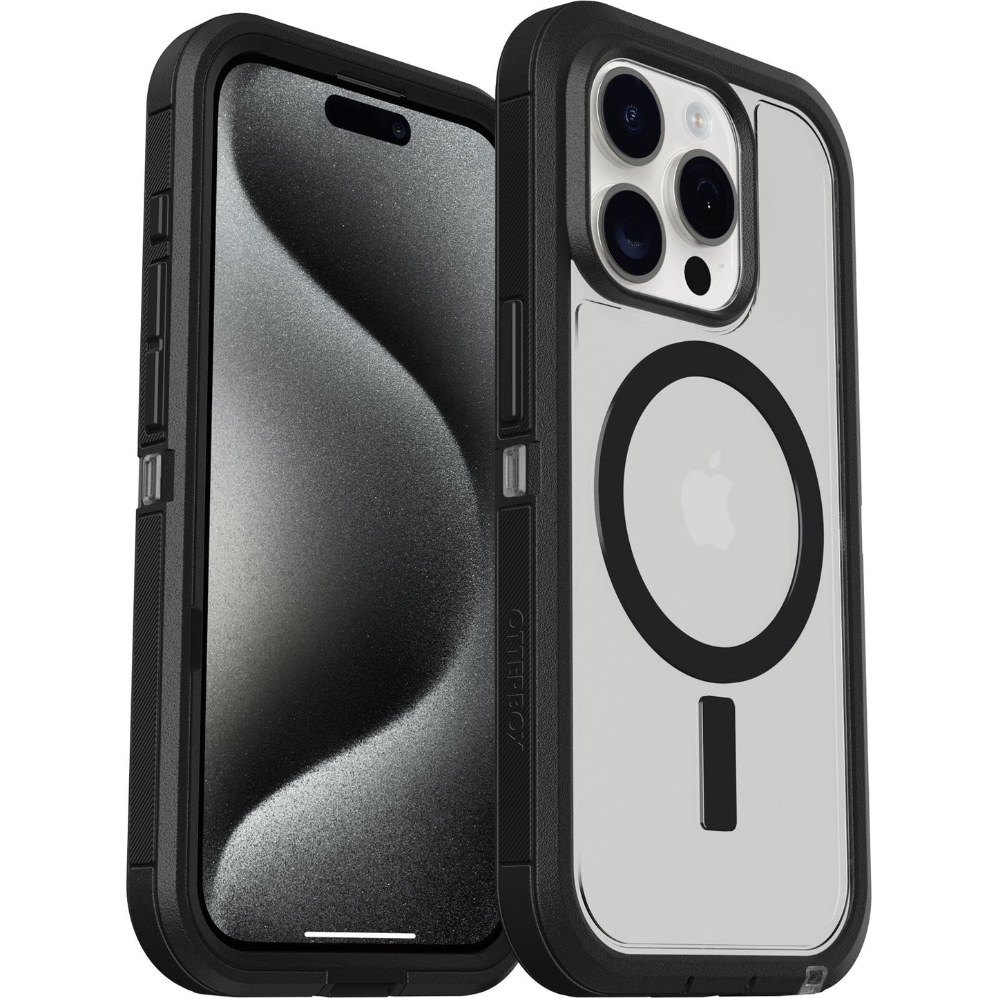 OtterBox Defender XT MagSafe Apple iPhone 15 Pro (6.1') Case Dark Side (Clear / Black) - (77-93267), DROP+ 5X Military Standard, Multi-Layer
