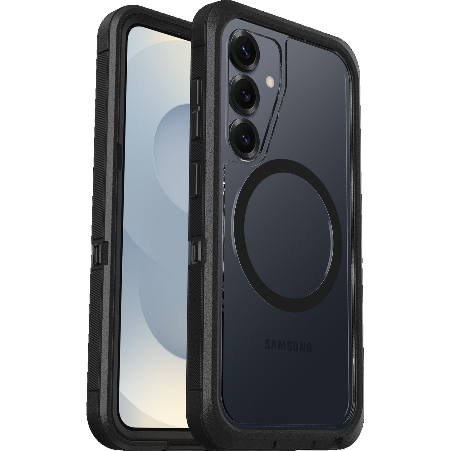 OtterBox Defender XT Clear Magnets Samsung Galaxy S25 5G (6.2') Case Dark Side Clear/Black - (77-97580), DROP+ 7X Military Standard, 7 Years Warranty