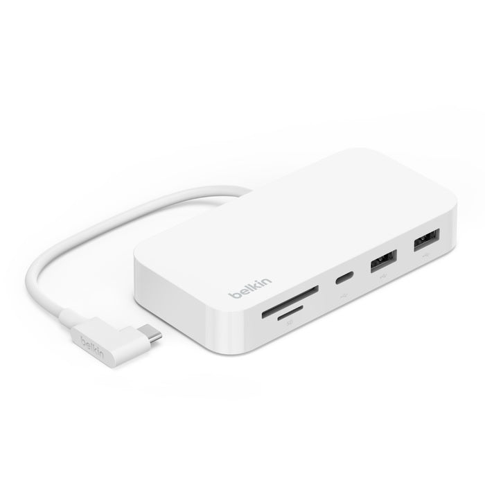 Belkin Connect USBc-C® 6-in-1 Multiport Hub with Mount - White (INC011btWH), 10Gbps, 2x USB-A, USB-C, SD 3.0 & MicroSD Card Reader, 2 Years Warranty