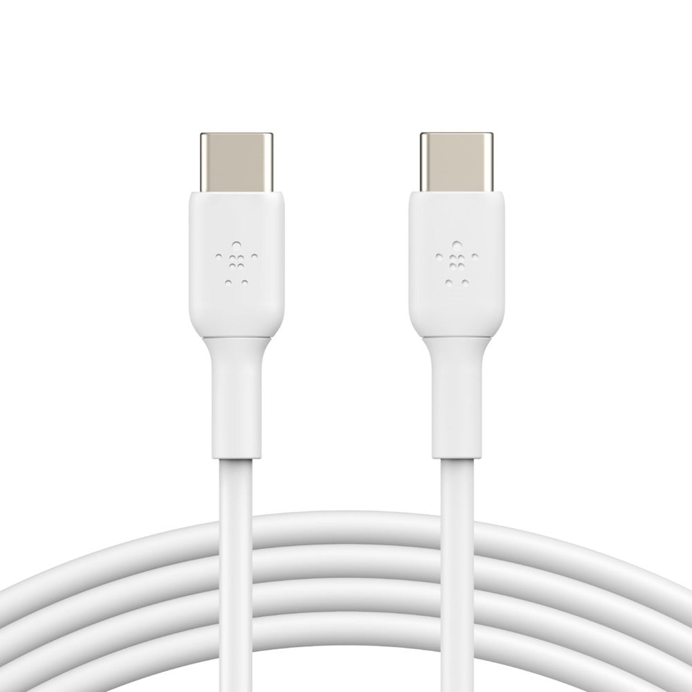Belkin BoostCharge USB-C to USB-C Cable (1M) - White (CAB003bt1MWH), 3A/60W, 480Mbps, 25K+ Bends, Samsung Galaxy, USB-IF Certified,2 Years Warranty