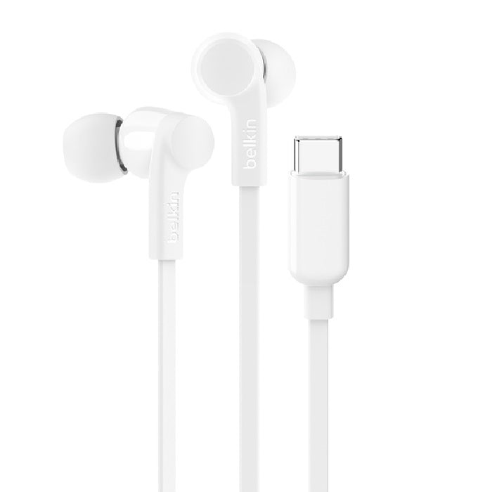 Belkin SoundForm USB-C Wired Headphones With Adjustable Volume Limiter-White (G3H0002fqWHV2),IPX5-Rated,10mm Drivers,Wired Connection,2 Years Warranty