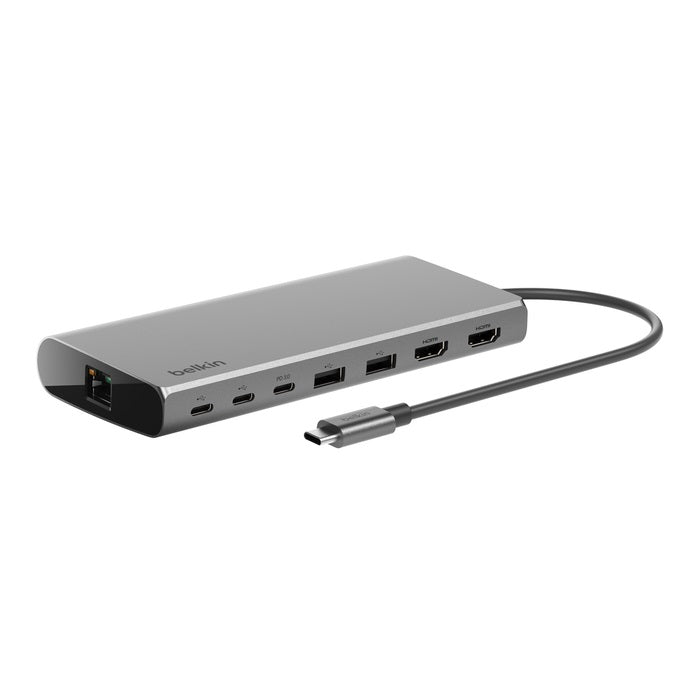 Belkin Connect Universal USB-C 8-in-1 Dual Display Core Hub - Space Grey (INC015btSGY-CZ), 100W PD, 10Gbps, USB-C & USB-A Ports, 2 Years Warranty