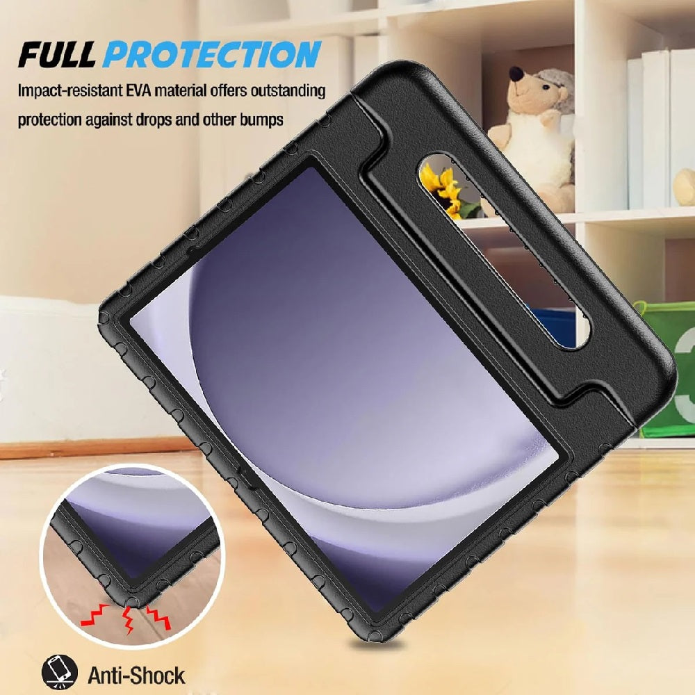 USP Samsung Galaxy Tab A9+ (11') Kid Friendly Case Black - Shockproof, Raised Edges, 180° Rotation, Portable & Lightweight, Perfect for Kid