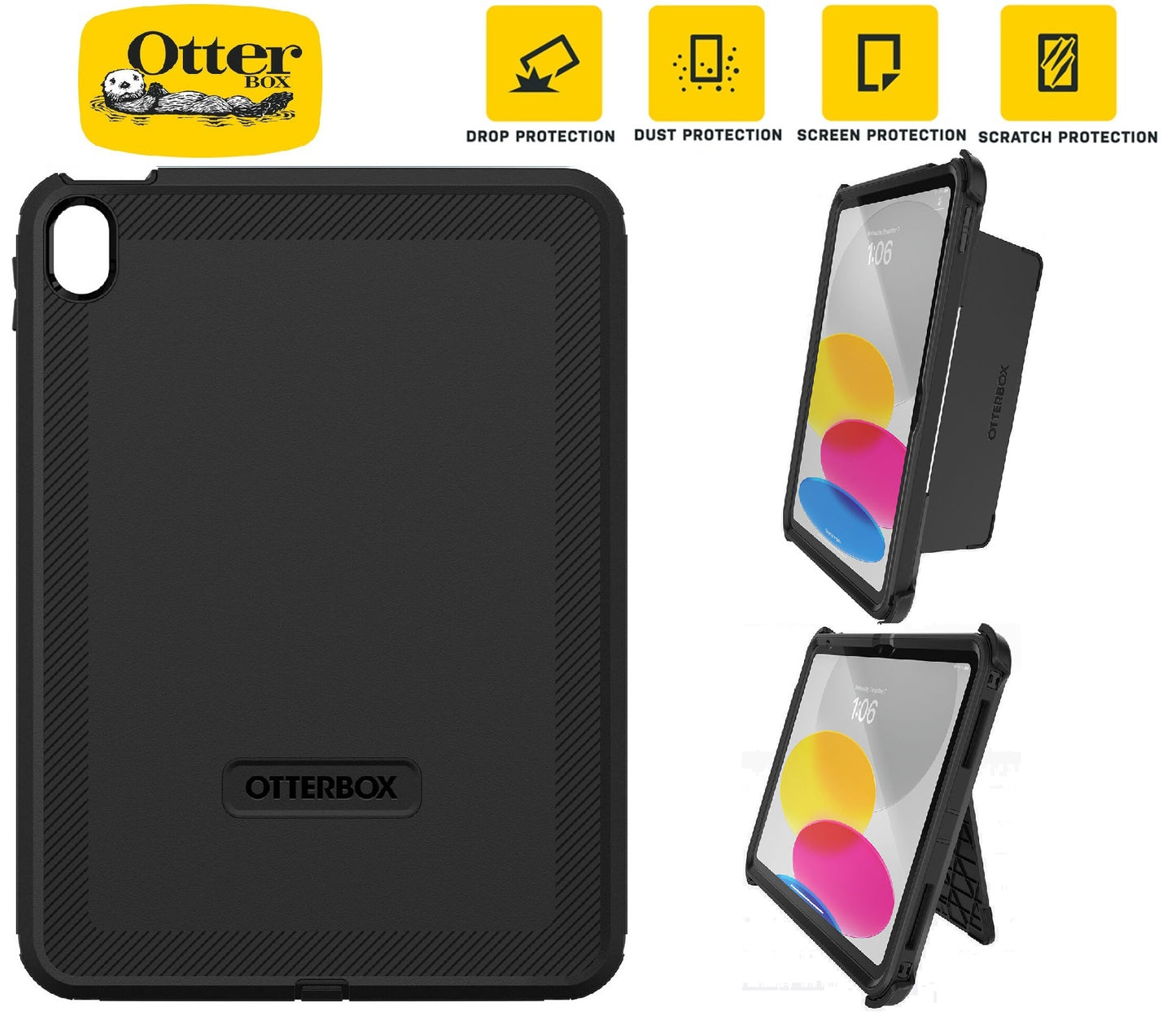 OtterBox Defender Apple iPad (11.0') 11th Gen (A16) / iPad 10th Gen (10.9') Case Black - (77-89953), DROP+ 2X Military Standard, 7 Years Warranty