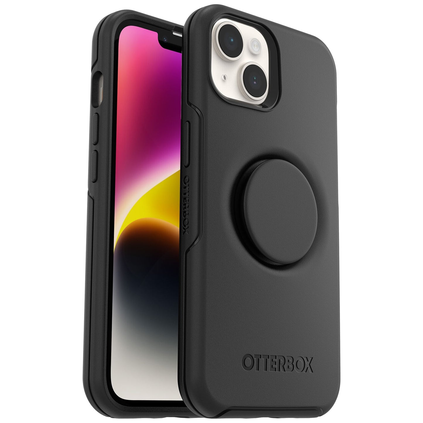 OtterBox Otter + Pop Symmetry Apple iPhone 14 Plus Case Black - (77-88743), DROP+ 3X Military Standard, Swappable PopGrip, 7 Years Warranty