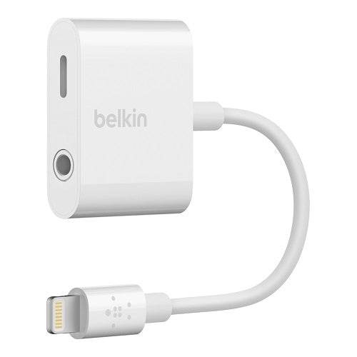 Belkin 3.5 mm Audio + Charge RockStar - White (F8J212btWHT), Superior Audio, Dual Functionality, Apple iPhone, MFI-Certified, 2 Years Warranty