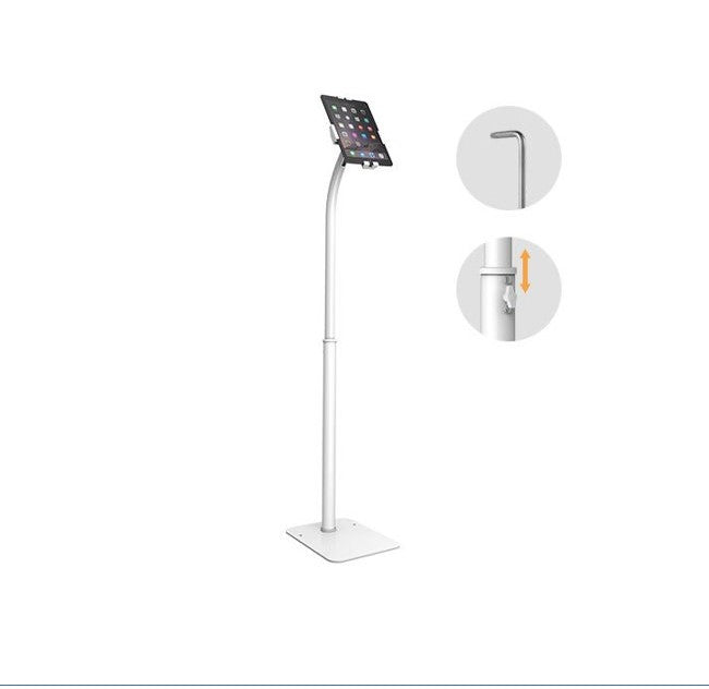 Bratech Height Adjustable Universal Anti-TheftTable Floor Stand compatible with7.9'-11' Tablets-White 220x300x1325mm Anti-Theft Locking Screw(LS)