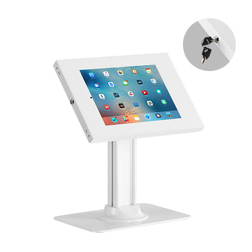 Brateck Anti-Theft Countertop Tablet Holder with Bolt Down Base Fit most 9.7' to 11' tablets - White 300x200x469mm, Anti-theft Lock with a Key (LS)