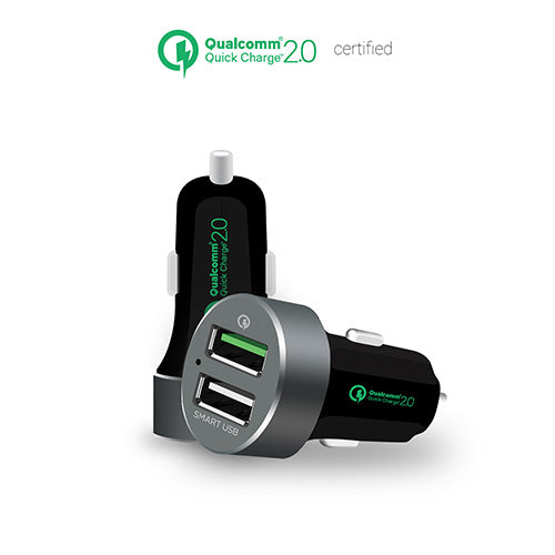 (LS) mbeat® QuickBoost USB 2.0 Dual Port Car Charger - Certified Qualcomm Quick