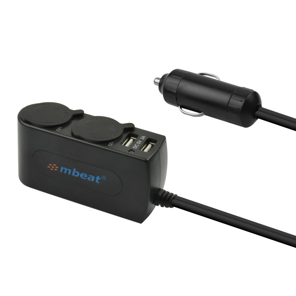 (LS)mbeat® 3A / 15W Dual Port USB and Dual Cigarette Lighter Car Charger - 2x USB/2x Cigarette Charger Expanders Fast-charging with 3A output