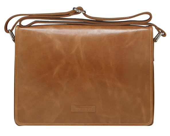 8ware Marselisborg 14' Leather Messenger Business Laptop Bag Handcrafted Golden
