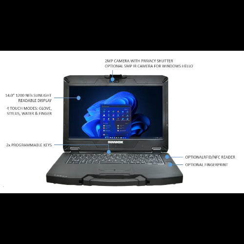 DURABOOK S14I, 14' Sunlight Readable Full HD (1000 nits), Intel® Core™ Ultra 5 125U, Windows 11, 16GB RAM, 512GB PCIe SSD,Wi-Fi 7, 3 year Warranty