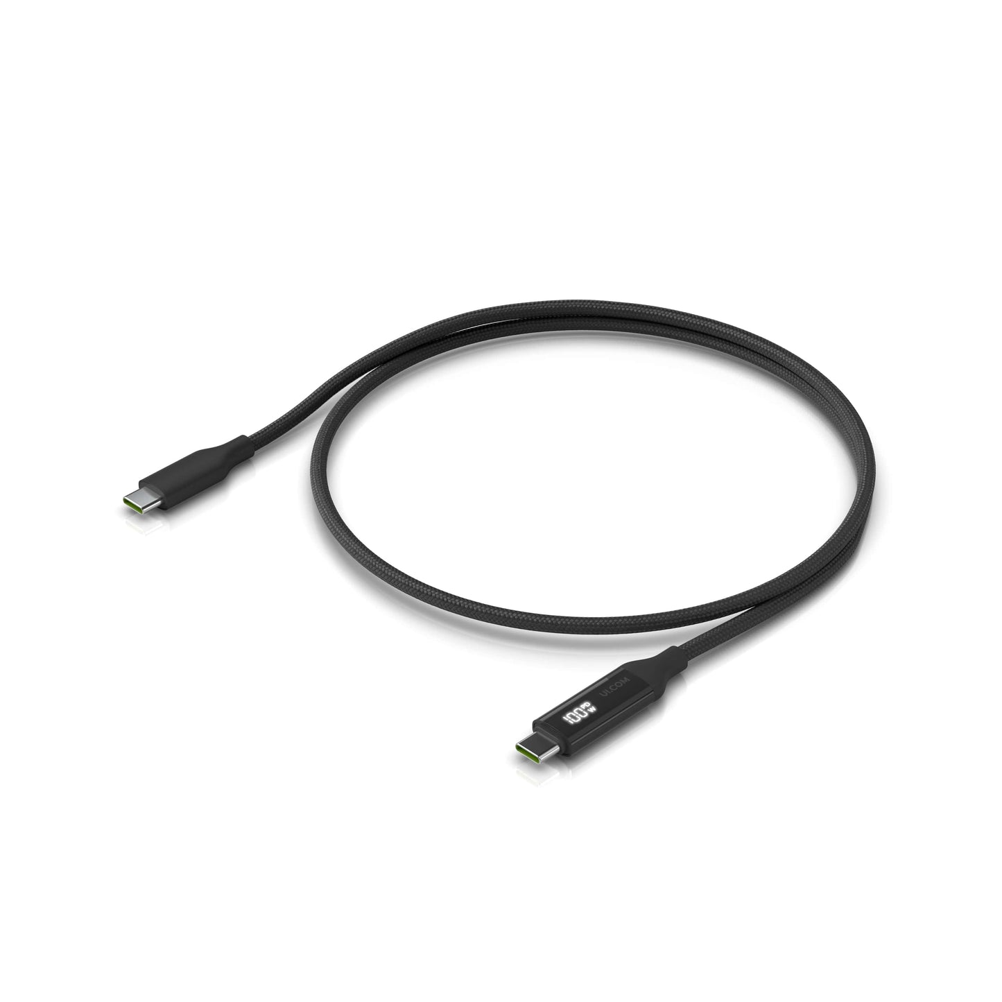 Ubiquiti USB-C Cable with Charge Display,Length 0.3M, Black, Braided Power & Data Cable With A Double-sided Charge Display,100W Max Power Outpu