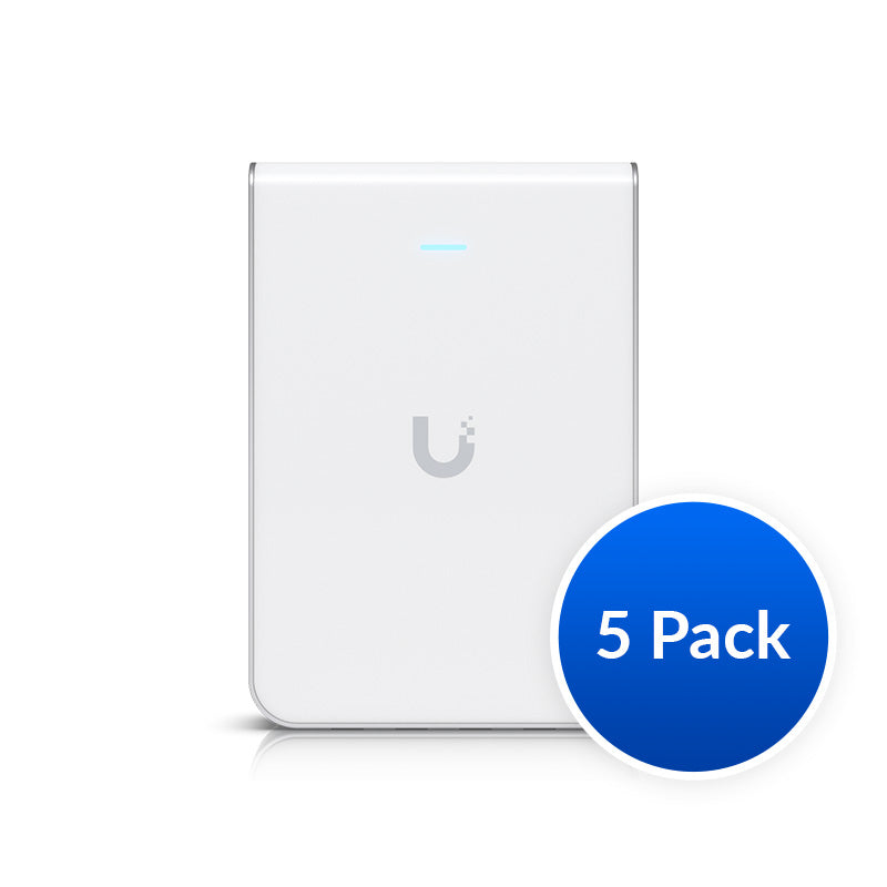 Ubiquiti UniFi Wi-Fi 6 In-Wall, U6-IW-5, *5 Pack* , Wall-mounted Access Point with a Built-in PoE Switch,115 m² Coverage