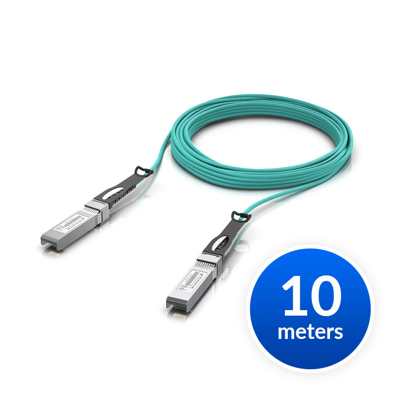 Ubiquiti 25 Gbps Long-Range DAC, Long-range SFP28, 10m Length, Support 25/10/1 Gbps, PVC Cable Jacket, Aqua Color