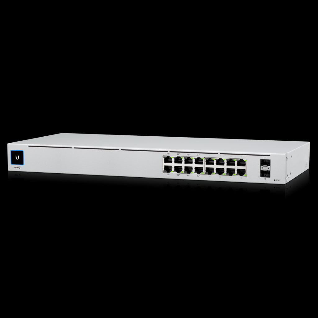 Ubiquiti UniFi 16-port Managed Gigabit Switch - 8x PoE+ Ports, 8x Gigabit Ethernet Ports, 2x SFP , 42W, Touch Display, Fanless , GEN2,