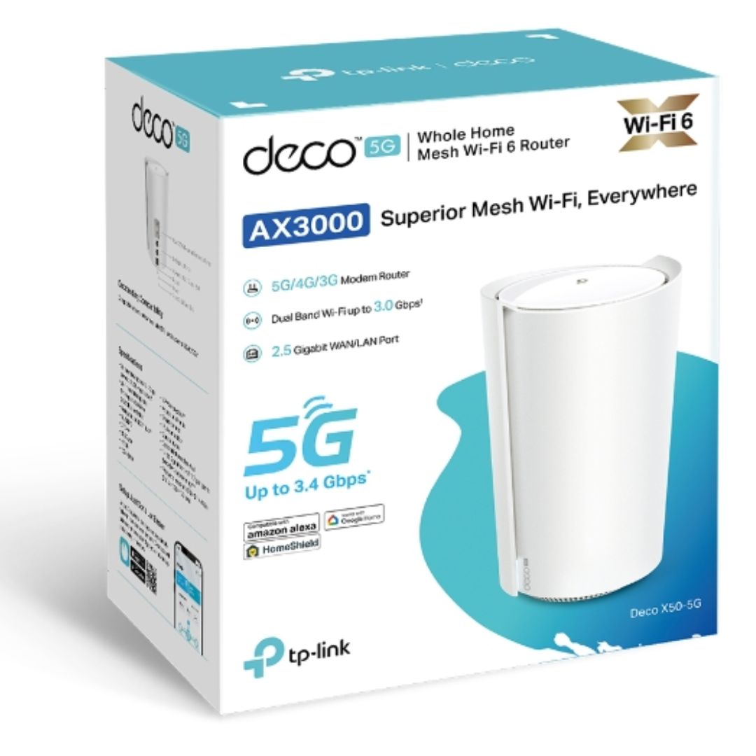 TP-Link Deco X50-5G(1-pack) 5G AX3000 Whole Home Mesh WiFi 6 Gateway, 574 Mbps