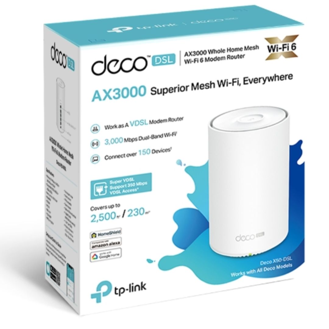 TP-Link Deco X50-DSL(1-pack) AX3000 VDSL Whole Home Mesh WiFi 6 Router, 574