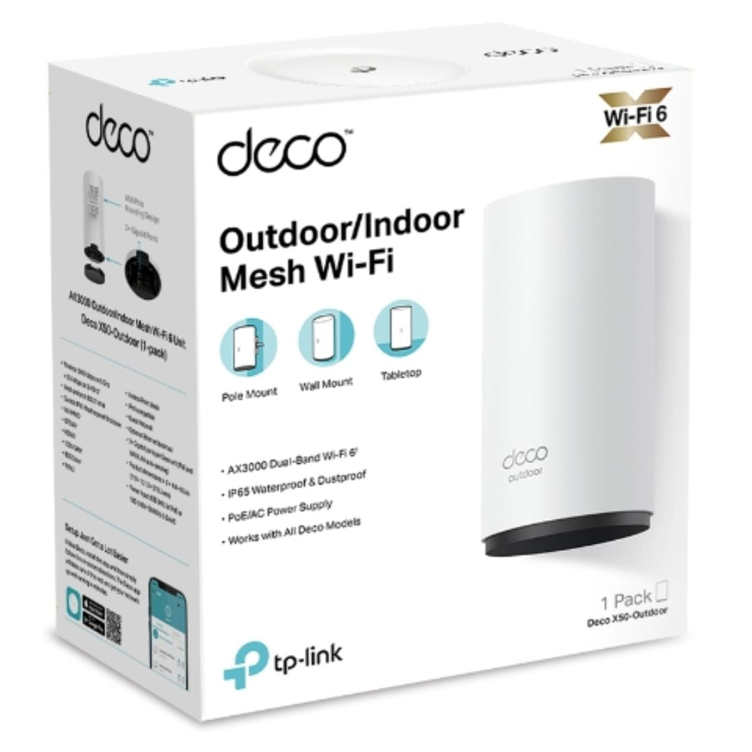 TP-Link Deco X50-Outdoor(1-pack) AX3000 Outdoor / Indoor Whole Home Mesh WiFi 6