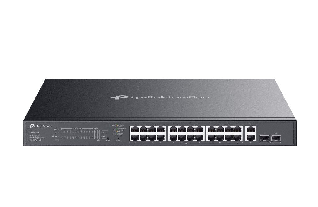 TP-Link ES228GMP Omada 28-Port Gigabit Easy Managed Switch with 24-Port PoE+, Fast PoE, Perpetual PoE, Flow Control, Loopback Detection, Port Isolati