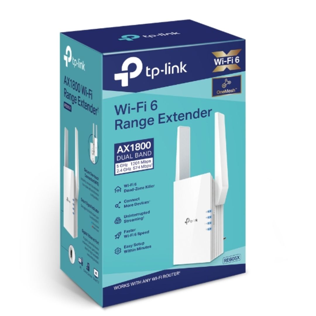 TP-Link RE605X AX1800 Wi-Fi Range Extender 574Mbps@2.4GHz 1201Mbps@5GHz 1x1GBps WPS 2xAntenna 2x2 MI-MIMO Dual Band Access Point