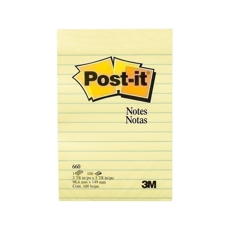 ورق ملاحظات Post-It 660 أصفر 98X149 عبوة من 12 قطعة