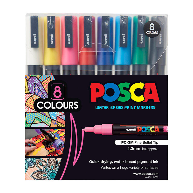 Posca PC-3M Fine Blt Asst Pk8