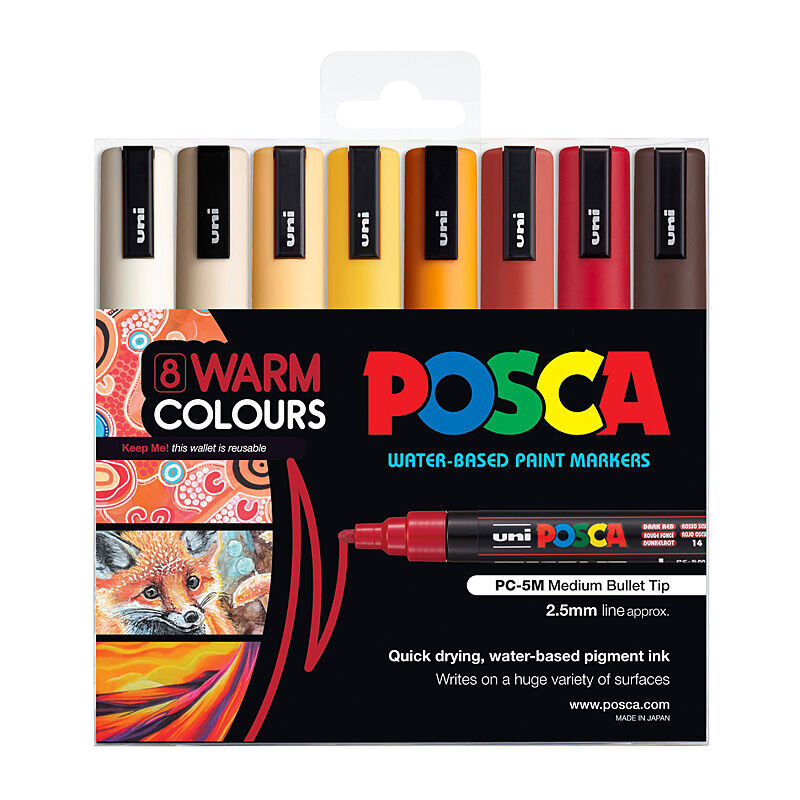 Posca PC-5M Med Blt Warm Pk8