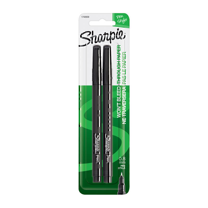 Sharpie 笔 细黑 Pk2 Bx6