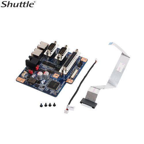 Shuttle PS01 Vertical Stand compatible with Shuttle AIO P90U and X50 series. It provides an additional RJ11 type DIO Port (12V/24V) and four COM Ports
