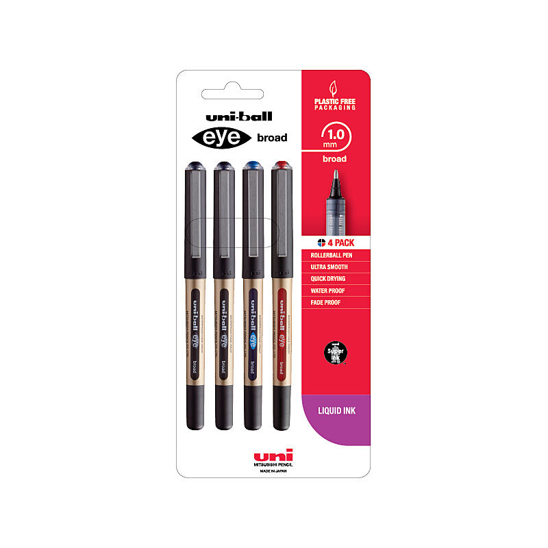 Uni-Ball Uni Eye Broad 1.0mm 4pk Asst