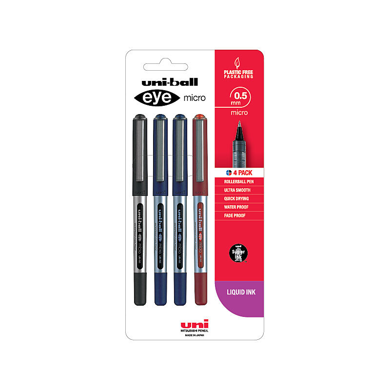 Uni-Ball Uni Eye Micro 0.5mm 4pk Asst