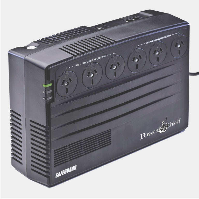 PowerShield SafeGuard 750VA/450W Line Interactive UPS, AVR, surge protection, 6 AUS sockets, wall mountable, 2-year warranty