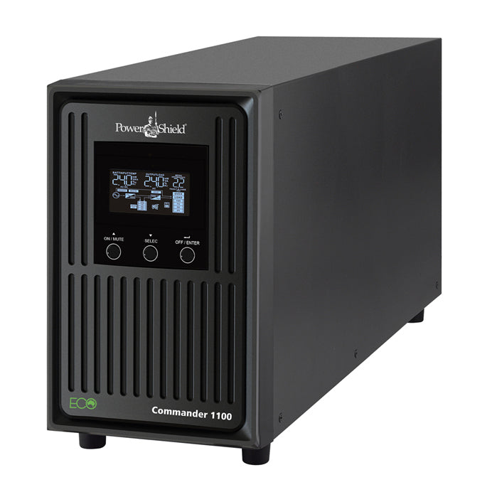 PowerShield Commander 1100VA/990W - 10Amp, Line Interactive Pure Sine Wave Tower UPS with AVR, 2 AUS sockets, 10A, C13 x 3, 2-year warranty