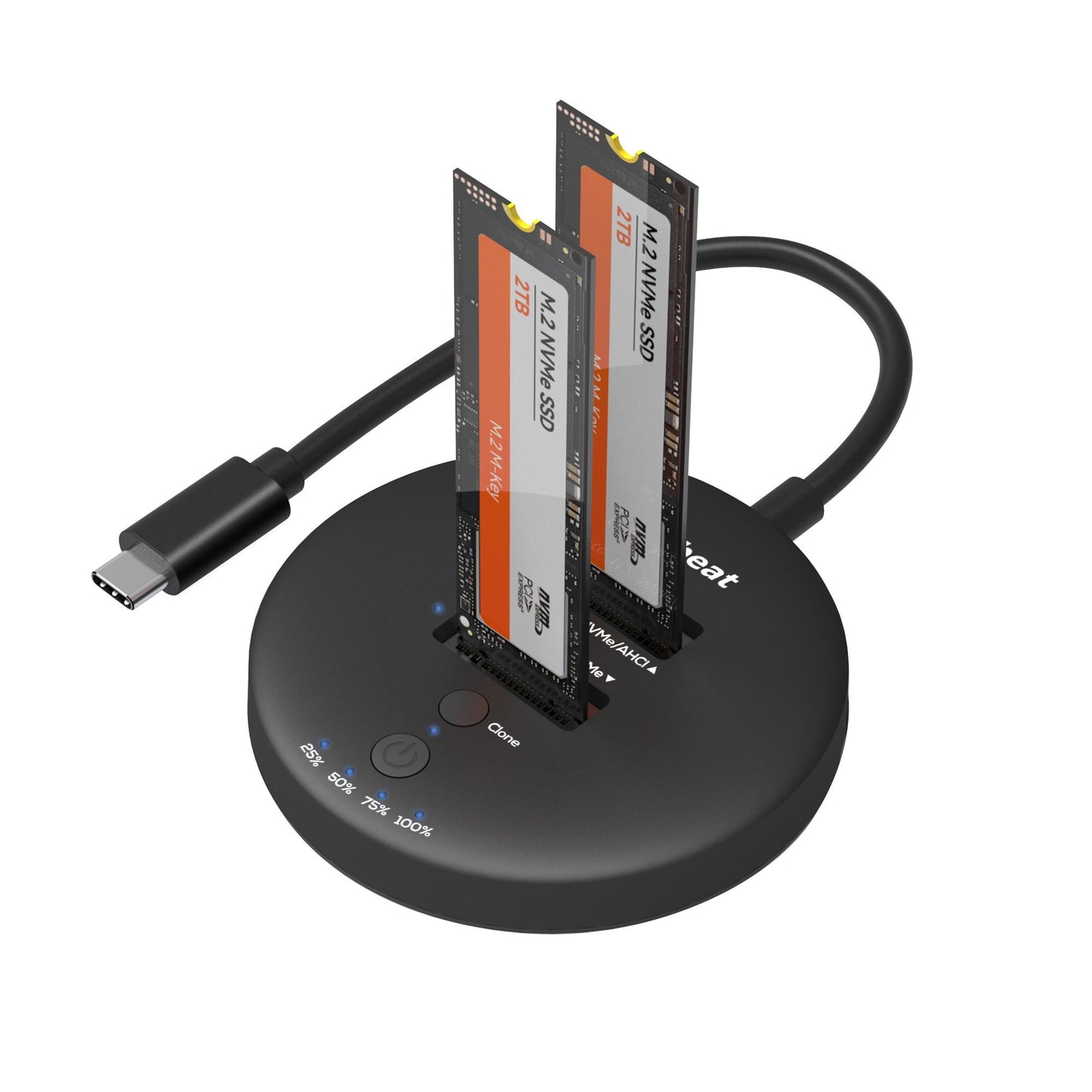 mbeat® H3 USB 3.2 Gen2x2 20Gbps Dual M.2 NVMe SSD Dock with Clone Duplicator (Black) Clone Speed: Up to 15Gbps Product Weight (with Cable): 96g