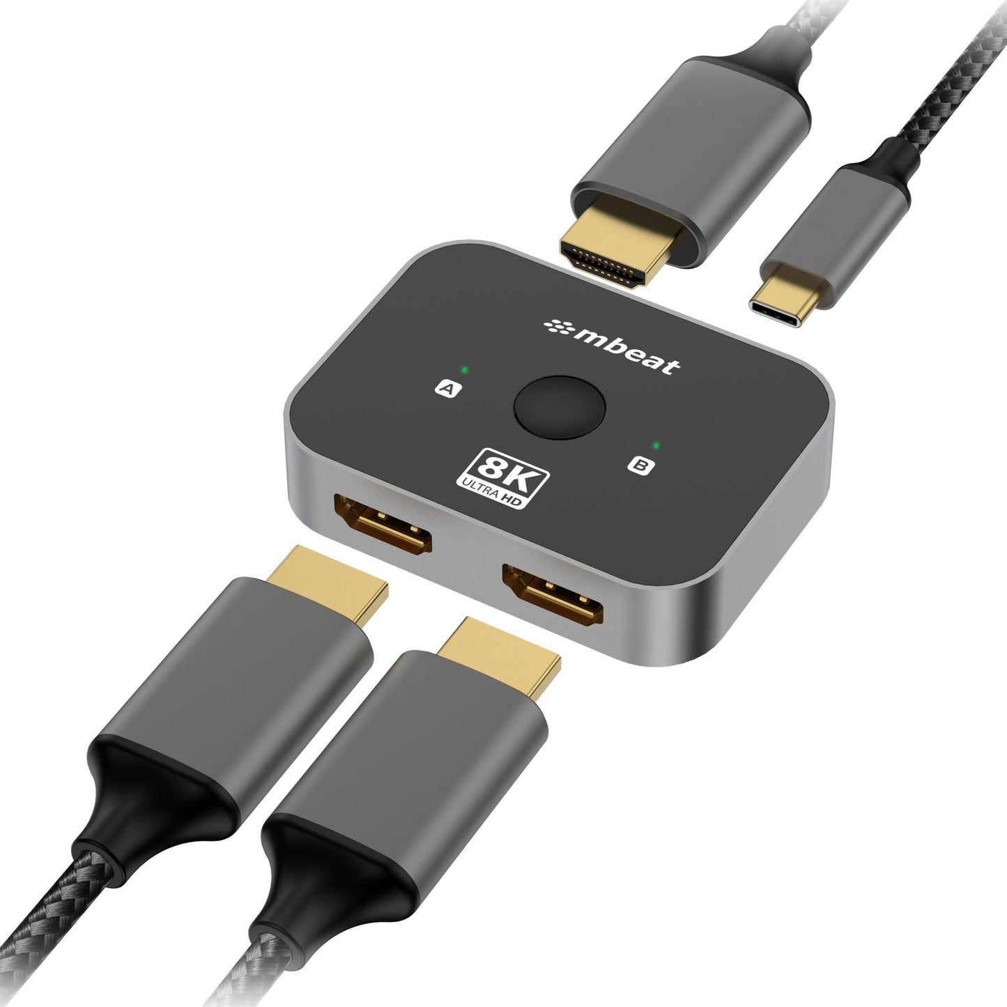 (LS) mbeat 8K Bi-directional HDMI 2.1 Switch 2 In 1 Out/1 In 2 Out 8K@60Hz resolution, plug-and-play convenience USB-C power input Maximum 8K/60Hz