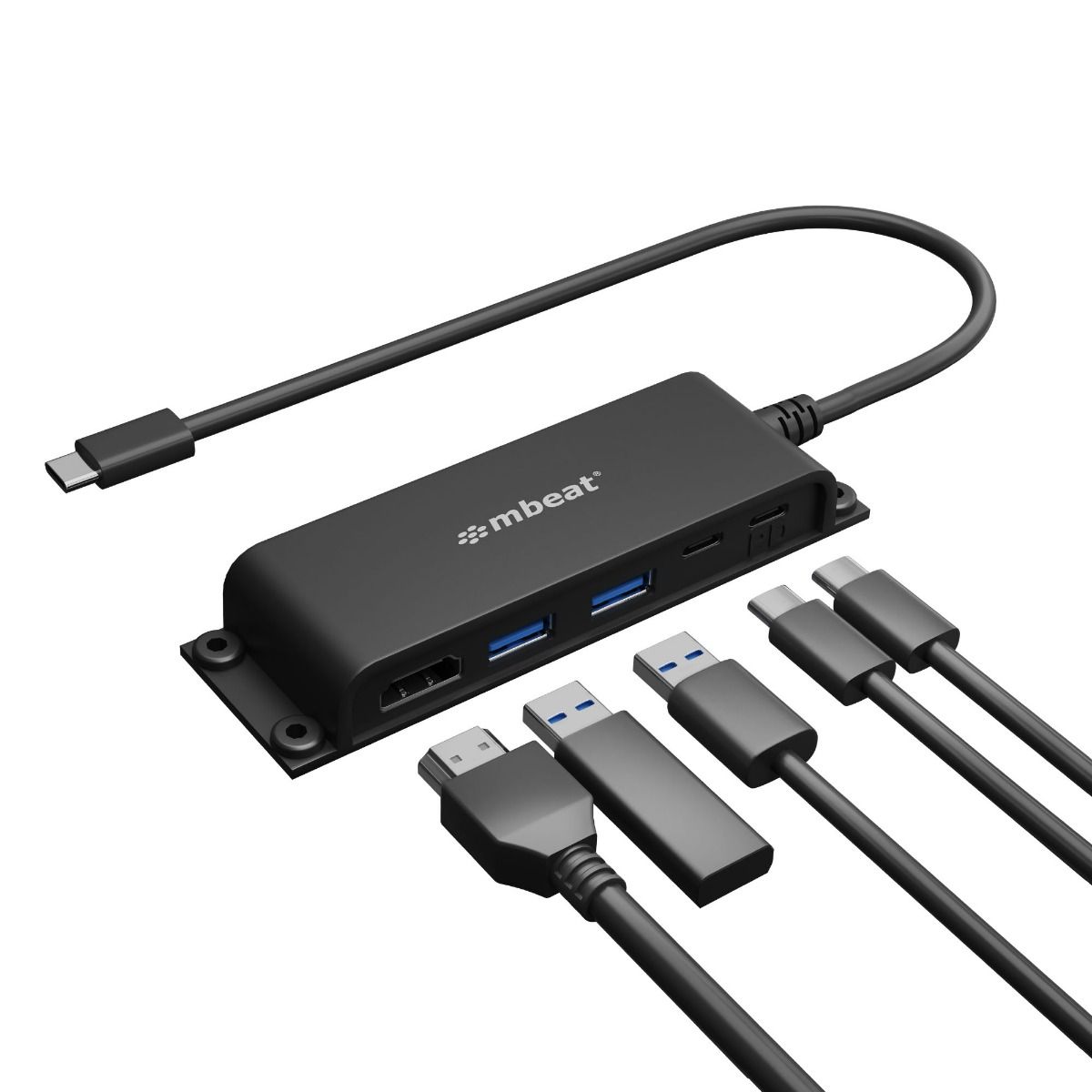 (LS)mbeat® Mountable 5-Port USB-C Hub - Supports 4K HDMI video out and 60W