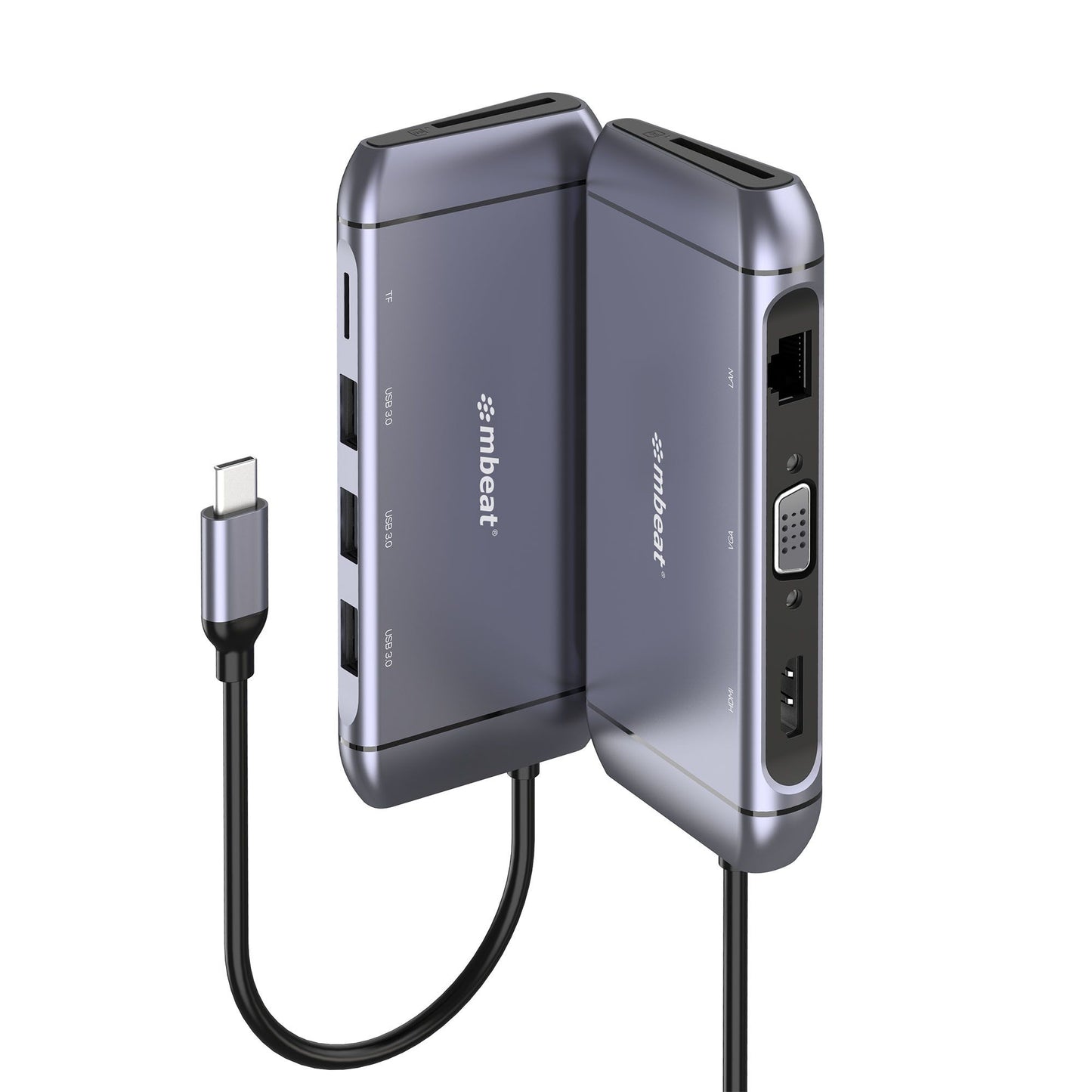 mbeat® Elite X9 9-in-1 Multifunction USB-C Docking Station 1x HDMI, 1x VGA 1x USB-C Power Delivery 100W, 3x USB 3.0, MicroSD/SD Card, 1x RJ45