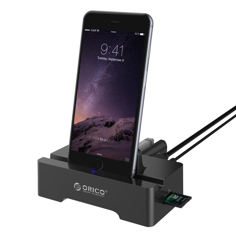 ORICO 3 Port USB2.0 Docking Station of Cellphone and PAD for SD & TF with 1M