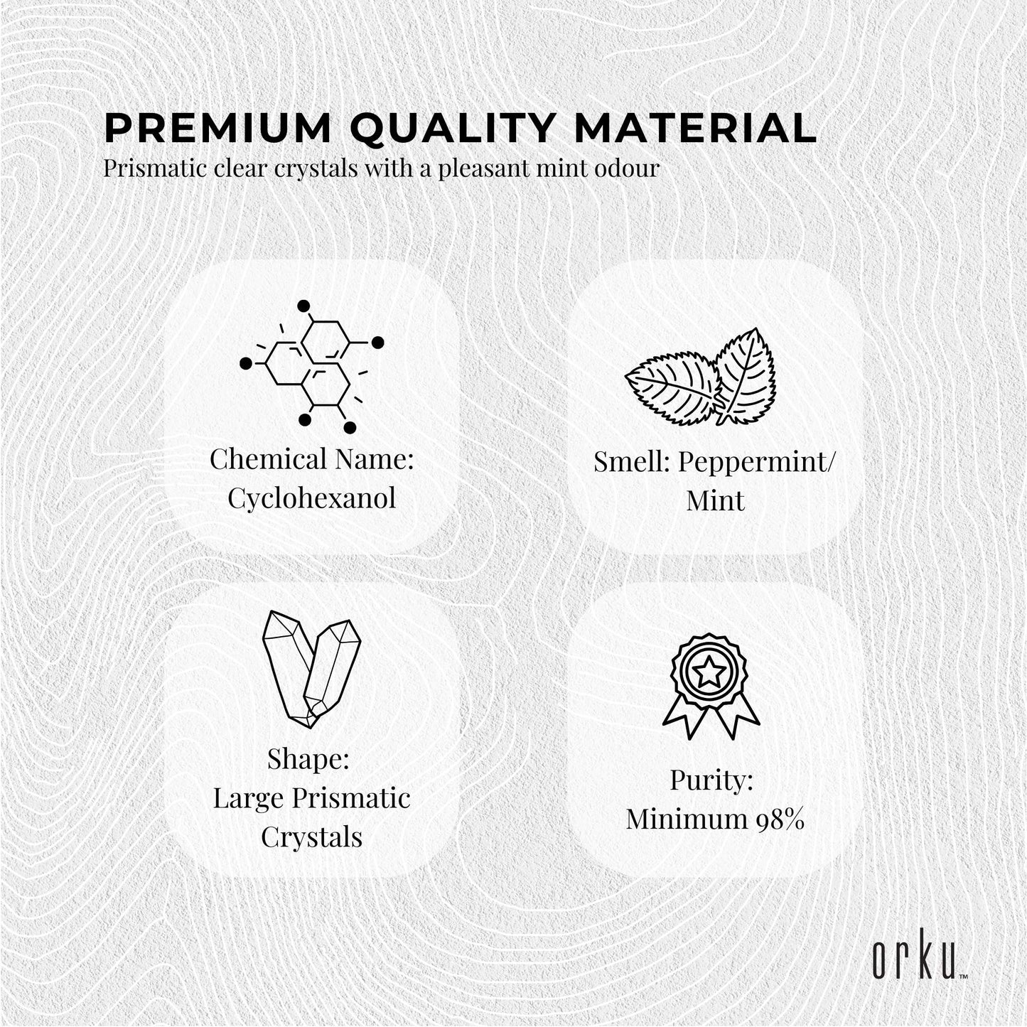 Orku 50g Menthol Crystals - USP Grade L-Menthol Mint Flakes C10H200