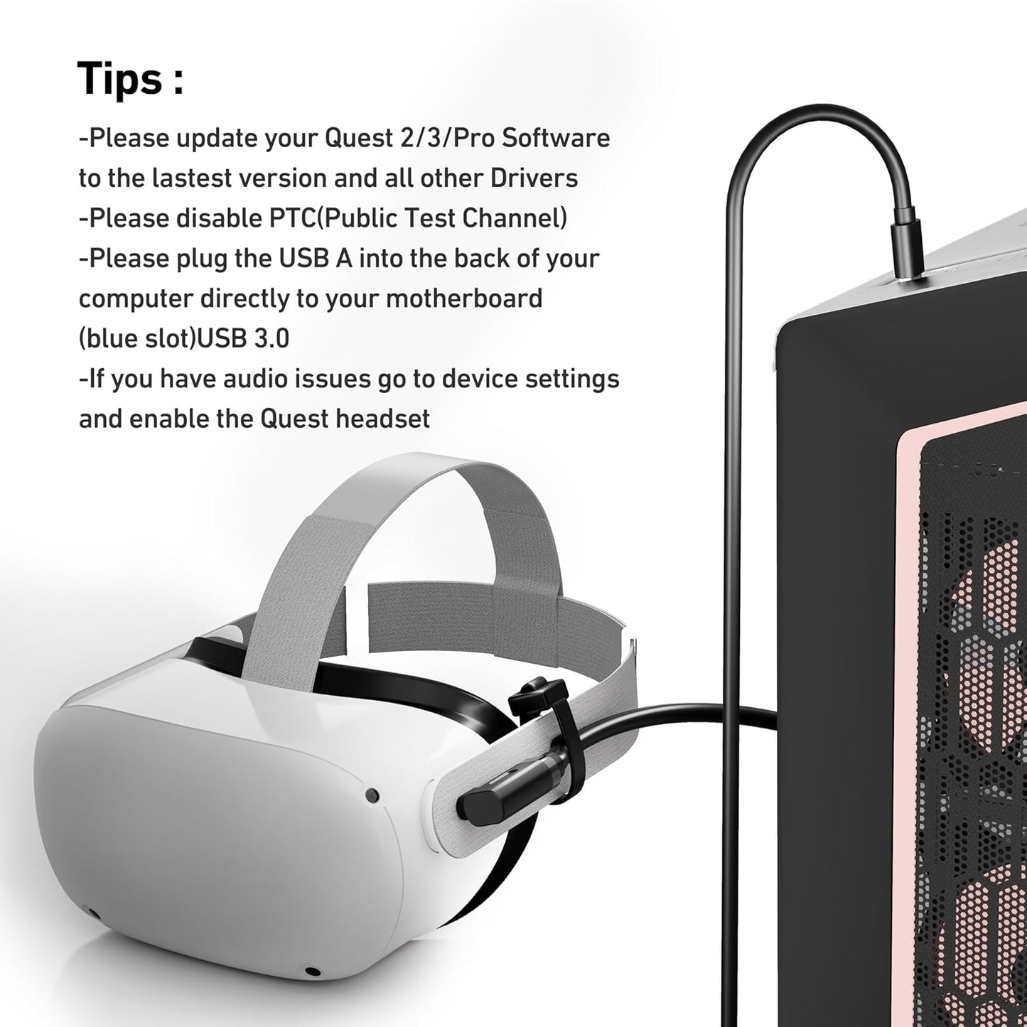 BENFEI 375BK-5M Link Cable 16 FT USB 3.0 to USB C Cable for VR Headset 5M