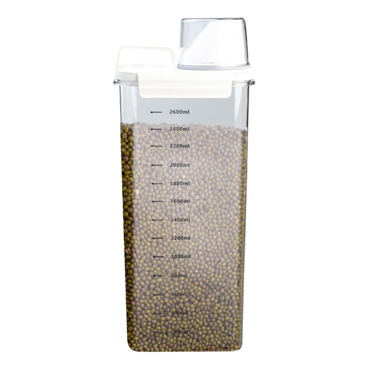 Sealed Household Grain Storage Box Transparent Rice Bucket Kitchen Storage - 2300ml