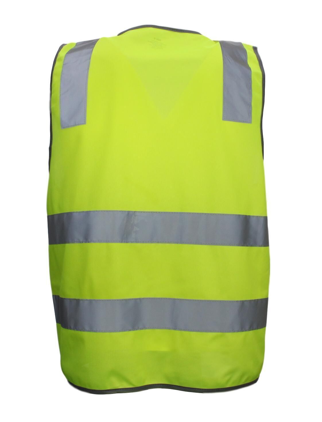 Hi Vis Safety Vest Reflective Tape Zip Up Workwear Pocket High Visibility in Yellow - XL