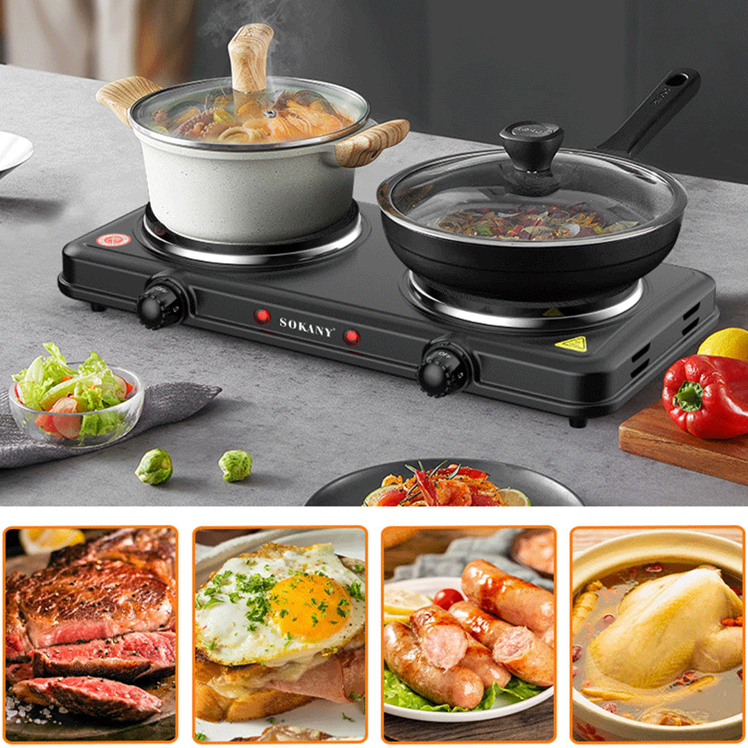 Sokany Electric Hot Plate Dual Burner for Fast & Efficient Cooking