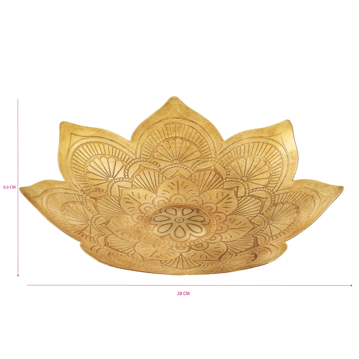 Handcrafted Metal Pressed Mandala Shape Bowl 28cm